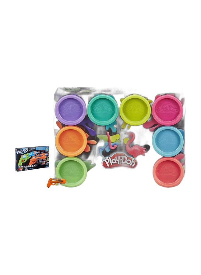 Nerf Roblox JailbreakArmory, Includes 2 Hammer-Action Blasters, 10 Elite Darts, Code To Unlock In-Game Virtual Item & Play-Doh Neon Colors Pack; 8 Pack of Play Doh 2-Ounce Cans, Toys for kids 2 Years and Up, Arts and Crafts Toys for Kids, Imagination Toys Bundle - Image 1